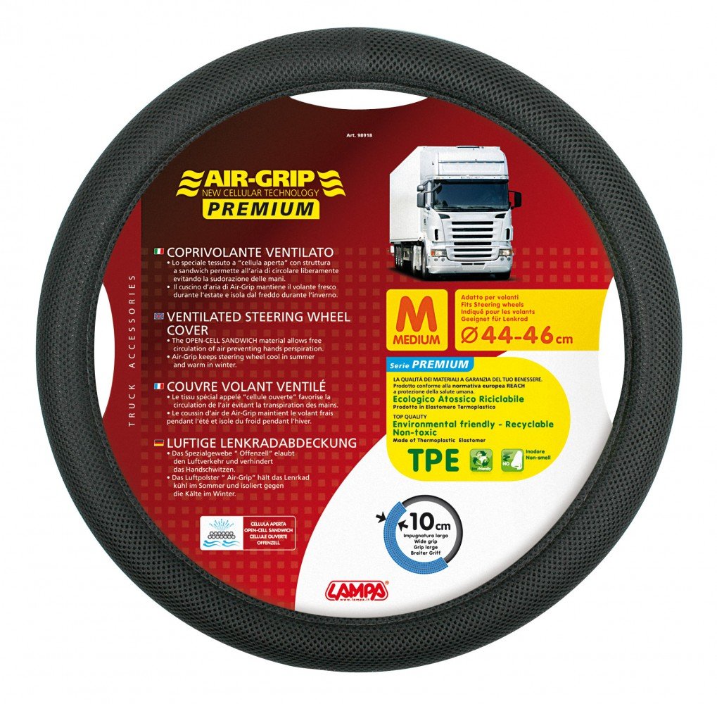 Lampa LkW-Lenkradschoner Air-Grip Premium Belüfteter Schwarz 44/46 cm