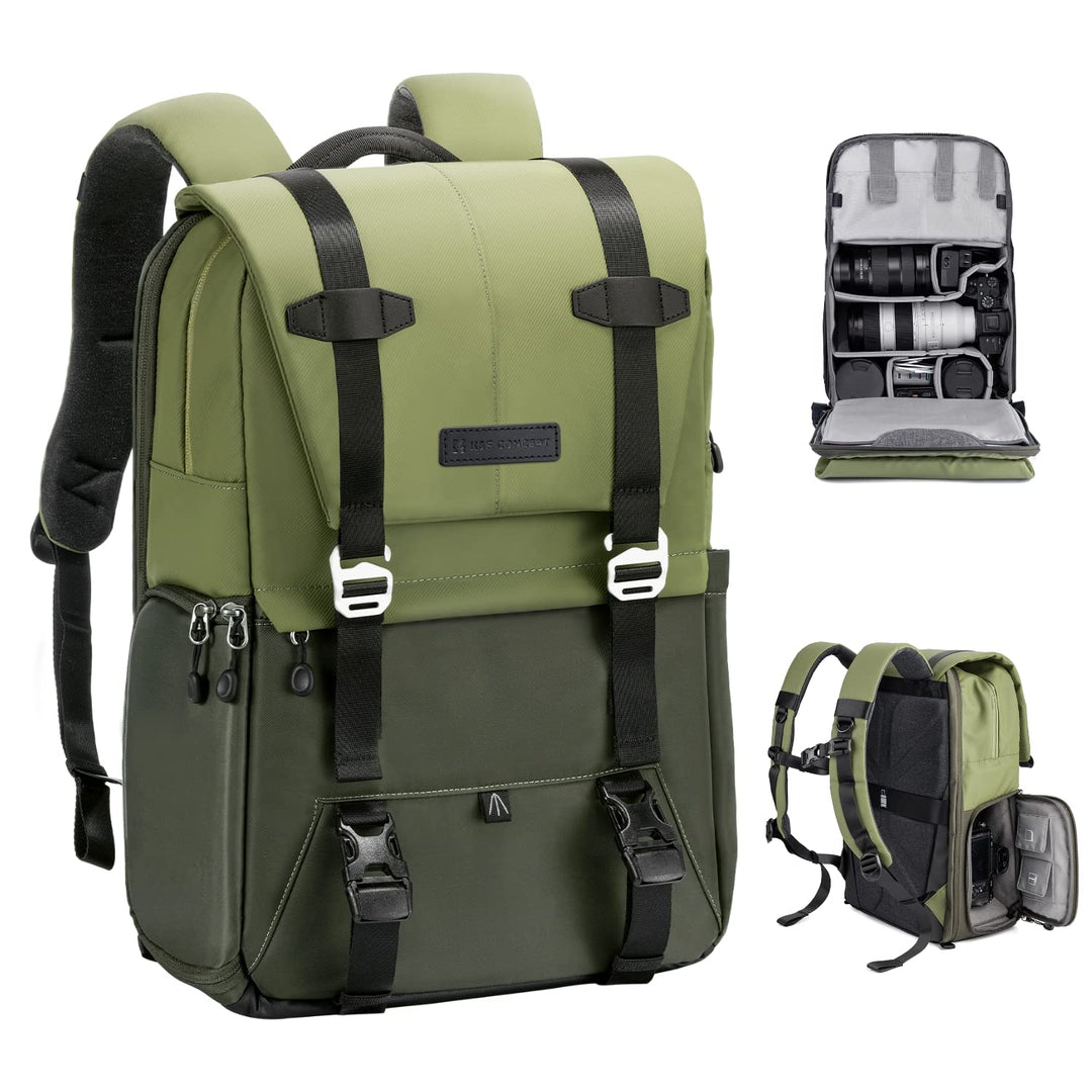 K&F CONCEPT Kamerarucksäcke 20L, Grosse Camera Backpack 15,6 Zoll Laptopfach, Spritzwassergeschutzt