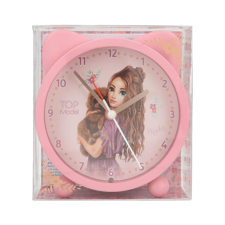 Depesche TOPModel Floral 13226 Kinderwecker in Rosa, Modell und Ohren, leise Uhr mit Lichtfunktion,