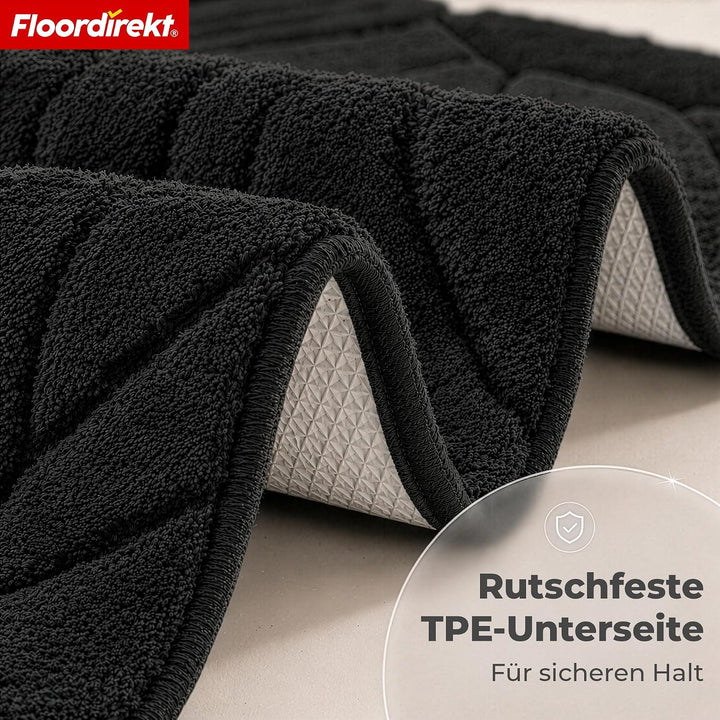 Floordirekt Badteppich - extra flauschig & schnelltrocknend - Badezimmerteppich mit rutschhemmender