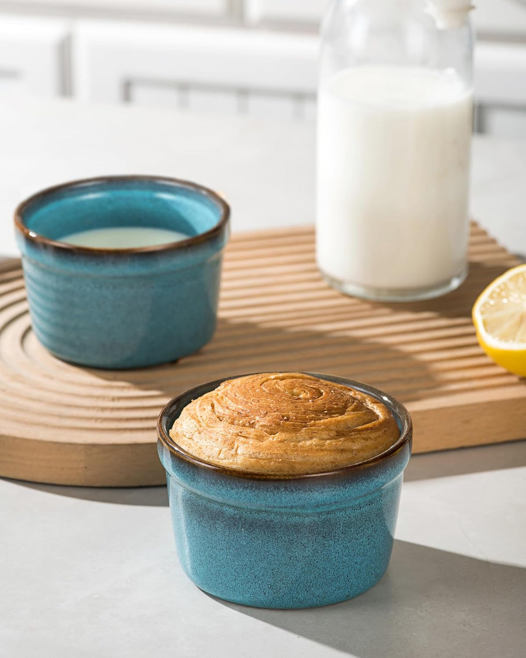 HENXFEN LEAD 4 Stück Soufflé Förmchen, 240mL Creme Brulee Schälchen Kleine Auflaufformen, Mini Aufla