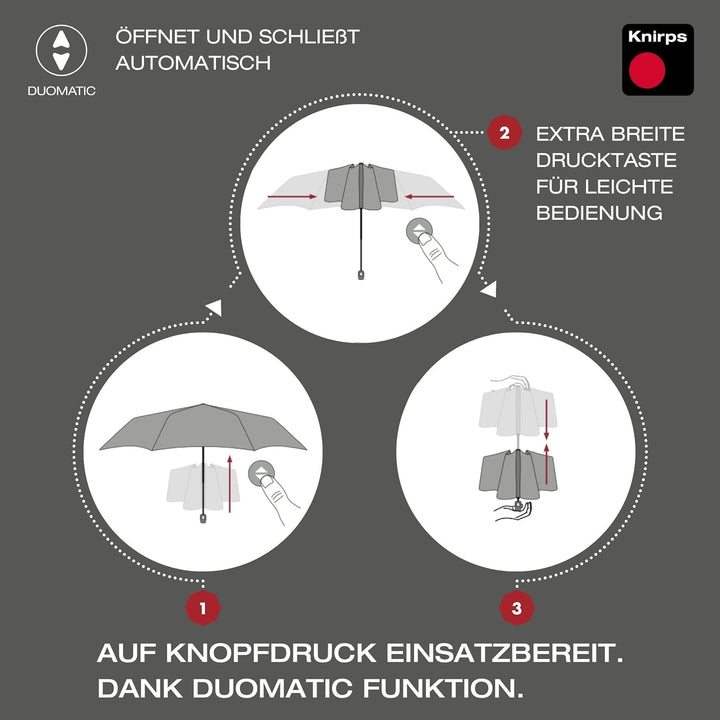 Knirps Taschenschirm T.200 Medium Duomatic in Navy mit Schutzhülle I Regenschirm mit Duomatic-Funkti