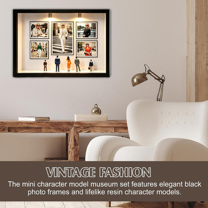 DIY Mini Museum Silhouette Box, Mini Menschen Figuren Museum, Kreatives Erinnerungsdisplay Kit mit 8
