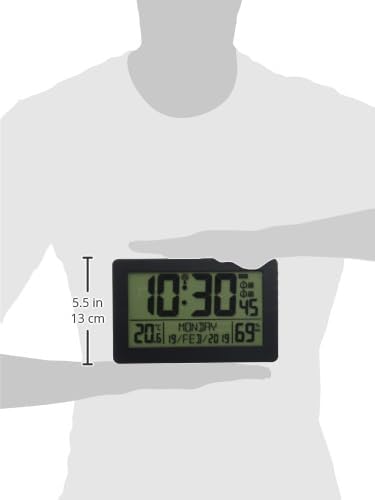 TFA Dostmann Digitale Funk-Wanduhr, 60.2557.01, mit Wecker mit 2 Alarmzeiten, grosses Display, mit T