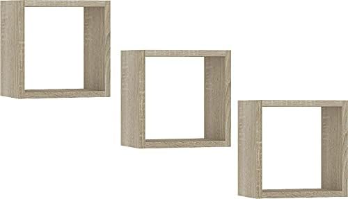AKORD Wand-Regal K | Regalbrett 3er-Set quadratische | Ablagen 25x25 cm | für Bücher, Blumen | für W