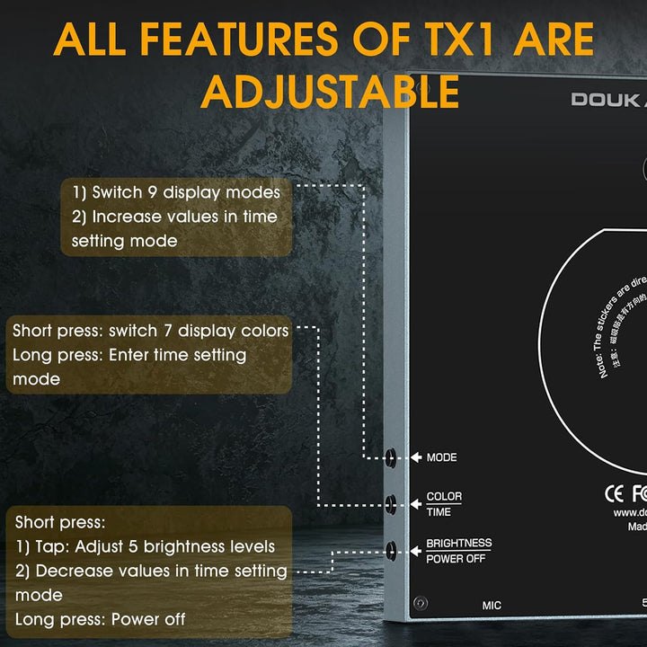 Douk Audio TX1 Wortuhr LED-Tisch- und Wanduhr