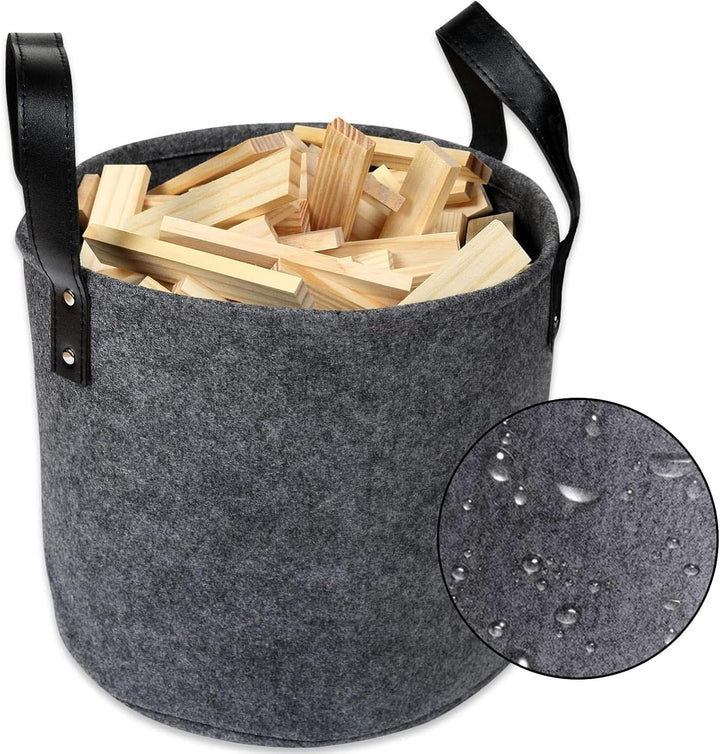 2 Stück Filzkorb Dunkelgrau Rund, Faltbarer Tragekorb aus Stoff, Filzkorb Gross, 2 Spezifikationen,