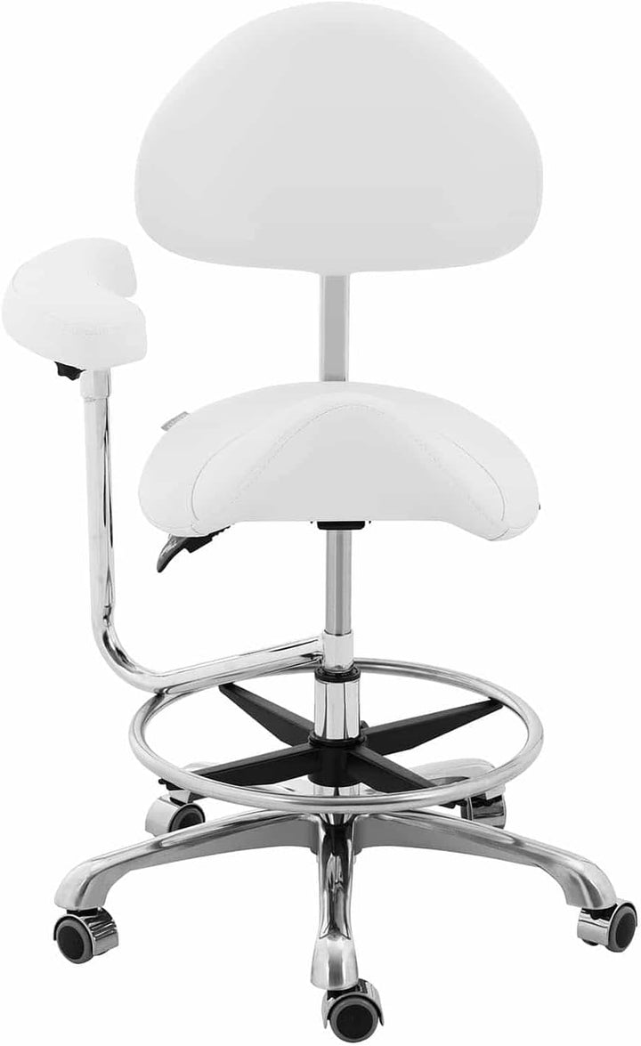 Physa Physa Wuppertal White Sattelstuhl mit Arnlehne Braun Lehne und Sitz höhenverstellbar Sattelhoc