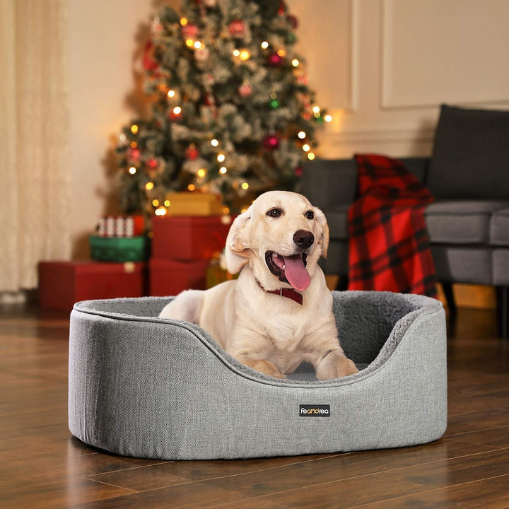 Feandrea Hundebett, Hundekorb, Wendekissen, 92 x 72 x 28 cm, grau PGW33GG Grau L 92 x B 72 x H 28 cm