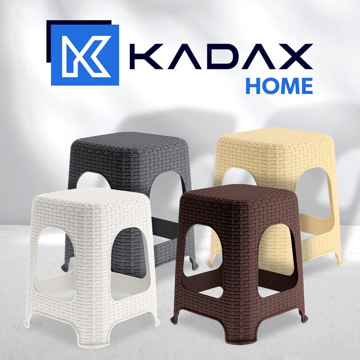 KADAX Hocker aus Kunststoff, Tritthocker bis 120 kg, Rattanhocker mit Antirutschfüssen, Badhocker, W
