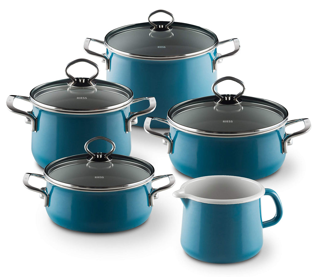 Riess, 0584-010, Familien-Set 5-teilig, NOUVELLE - AQUAMARIN EXTRA STARK, bestehend aus: Fleischtopf