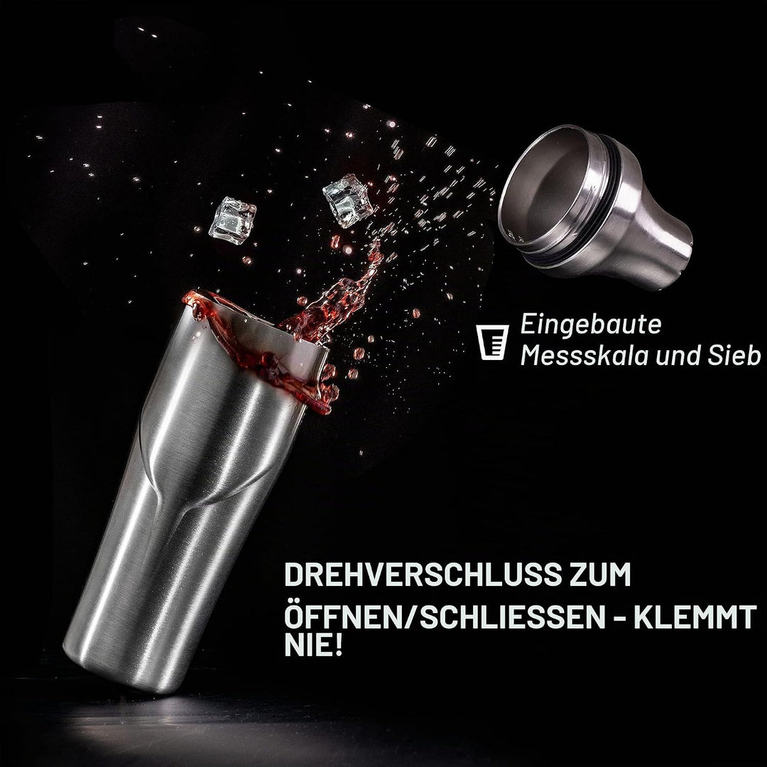 Lexenic Premium Cocktail Shaker 24oz - Vakuum isoliertes Martini Shaker, Spoon &amp; Jigger Kit - 18/8 E