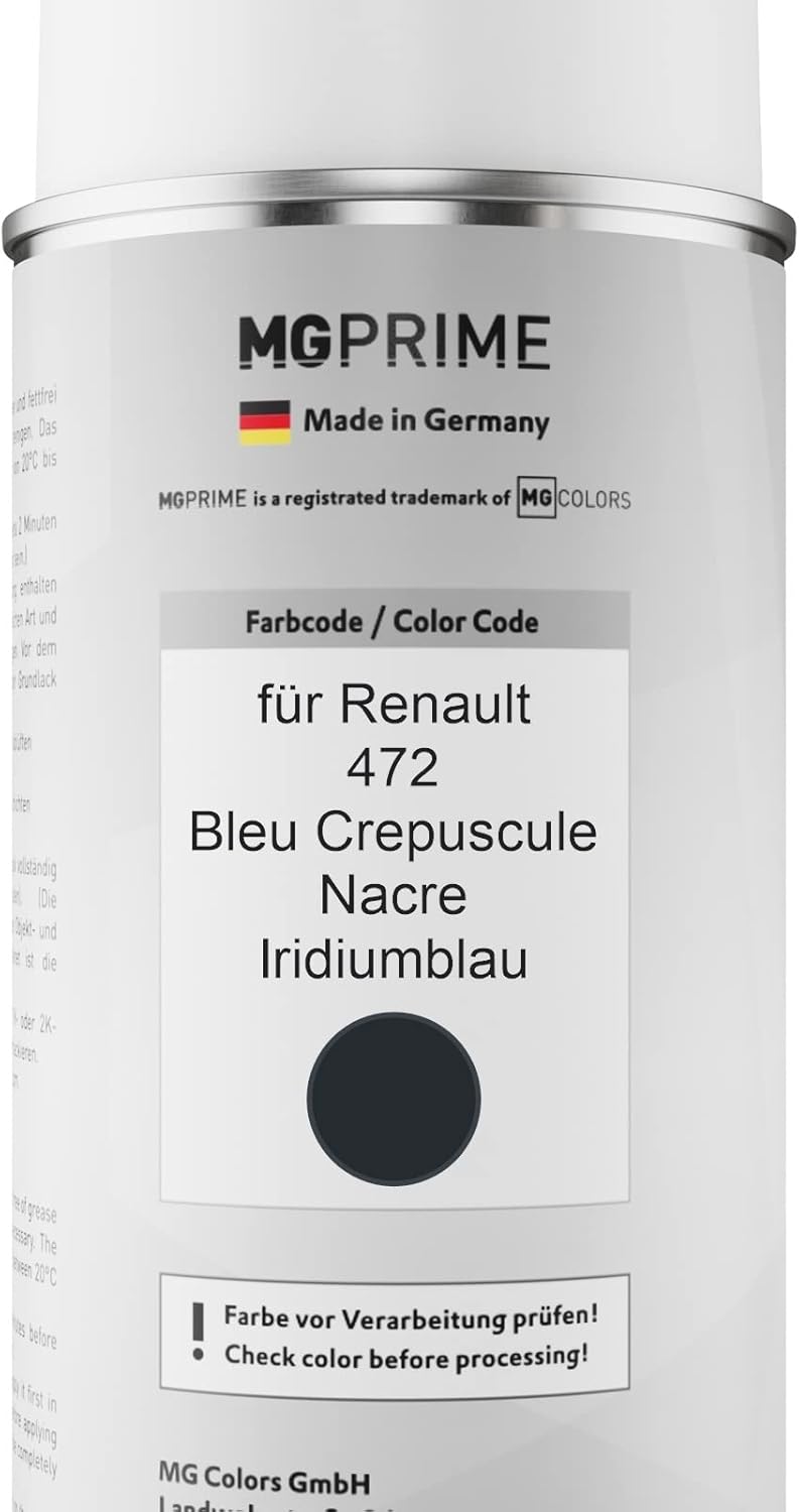 MG PRIME Autolack Sprühdosen Set für Renault 472 Bleu Crepuscule Nacre/Iridiumblau Basislack Klarlac