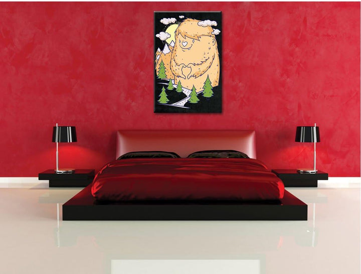 Dark Love nature black Bild auf Leinwand, XXL riesige Bilder fertig gerahmt mit Keilrahmen, Kunstdru