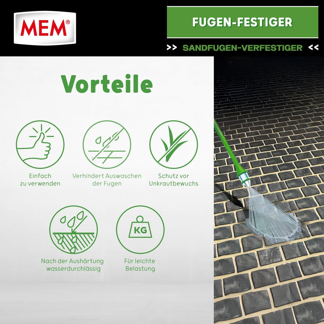 MEM Fugen-Festiger für Sandfugen und zur Sanierung von Fugenrissen, Einfache Anwendung, Gegen Unkrau