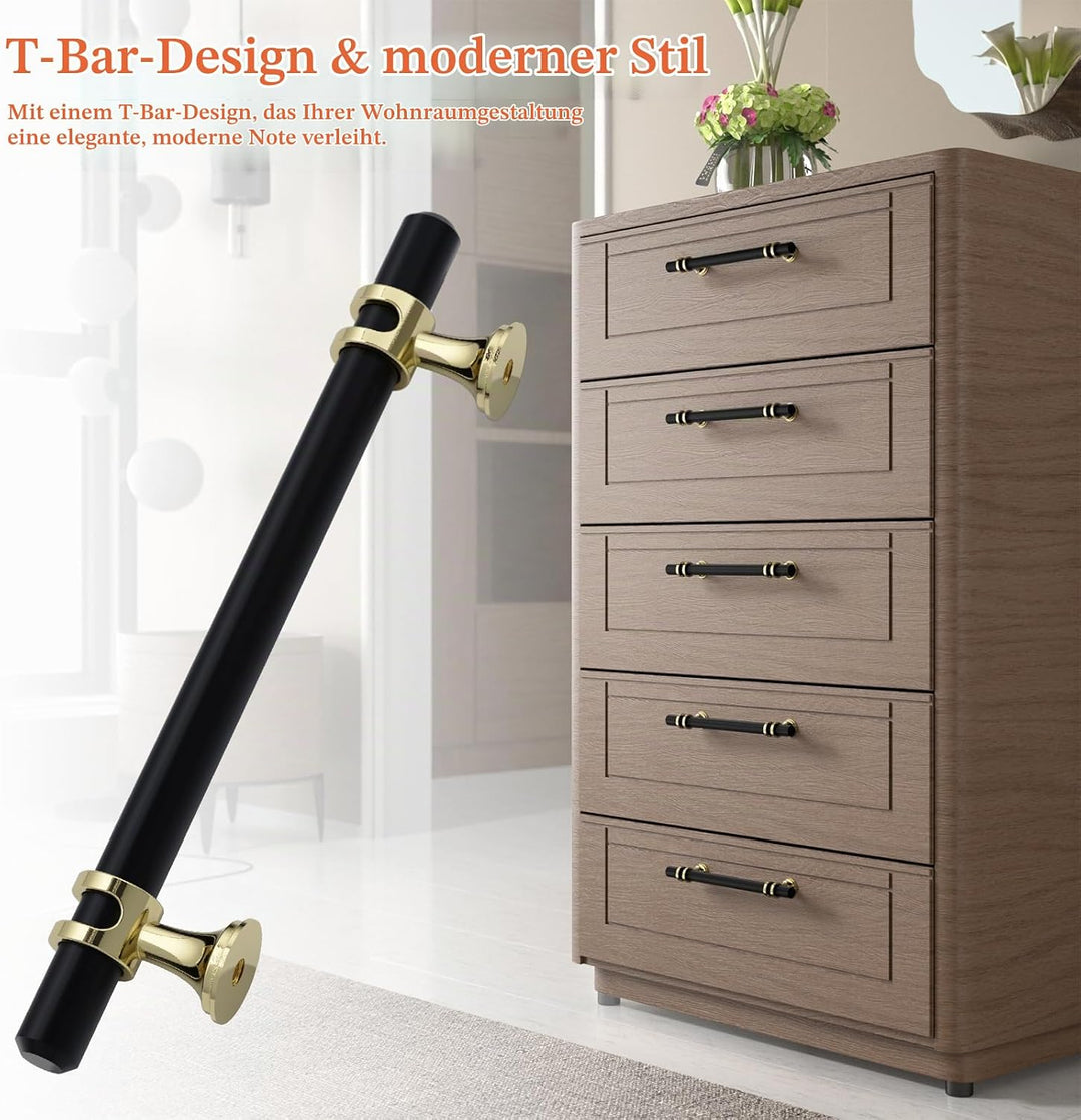 FURNIWARE 10 Stück Möbelgriff, 128mm Bohrlochabstand Möbelgriffe Schrankgriffe Küche Kabinett Griff