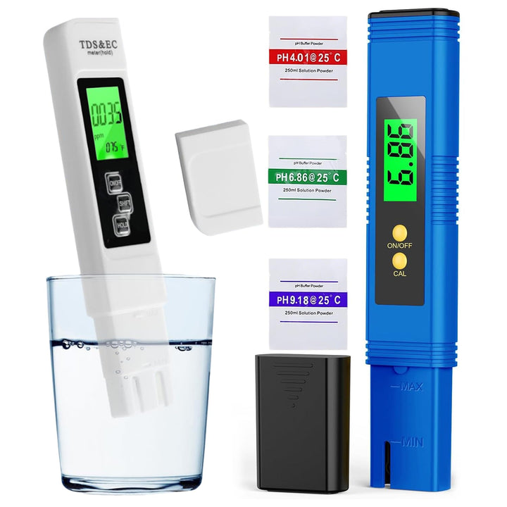 4 in 1 pH Messgerät Pool Digital, 0.01 Hohe Genauigkeit pH Wert Messgerät mit TDS Stift und LCD Hint