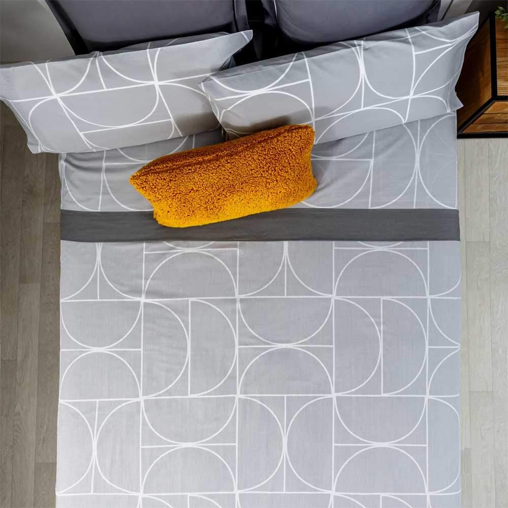 COTTON ARTean Bettwäsche-Set Maison, 105 x 190/200 cm. Cama 105 X 190/200 Grau/Weiss, Cama 105 X 190