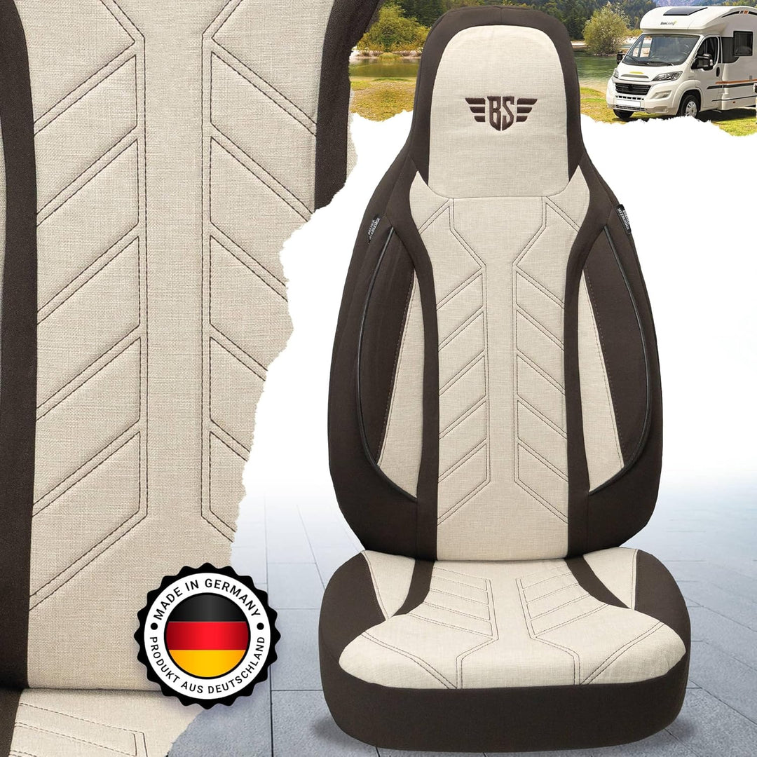BREMER SITZBEZÜGE Wohnmobil Schonbezüge für FIAT Ducato Jumper Boxer PLKT210 PLKT210 - Braun/Beige,