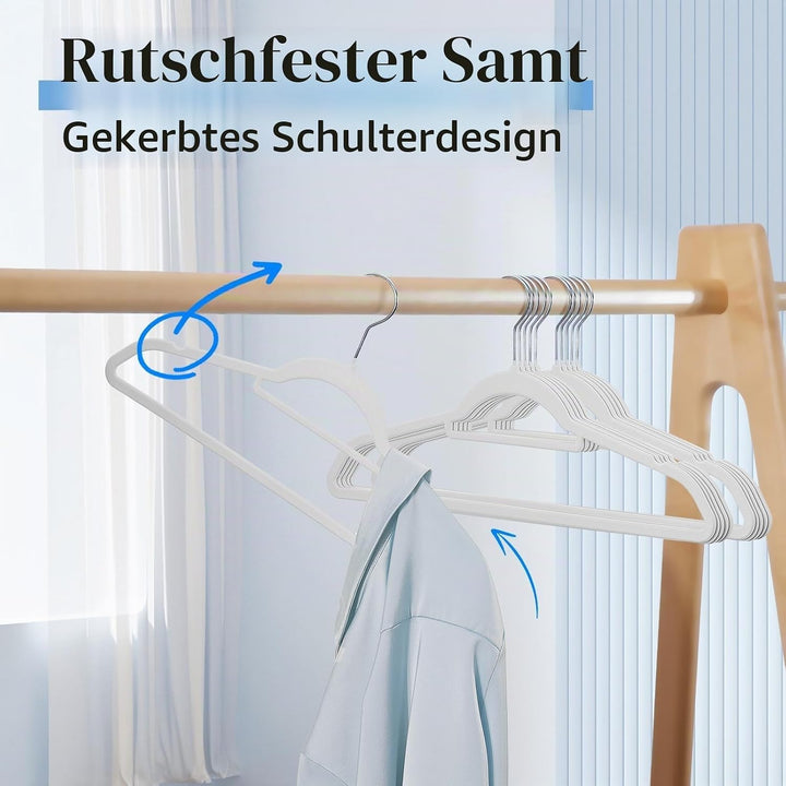 HOUSE DAY Kleiderbügel Samt 120 stück,Kleiderbügel Platzsparend Rutschfester mit Krawattenhalter,360