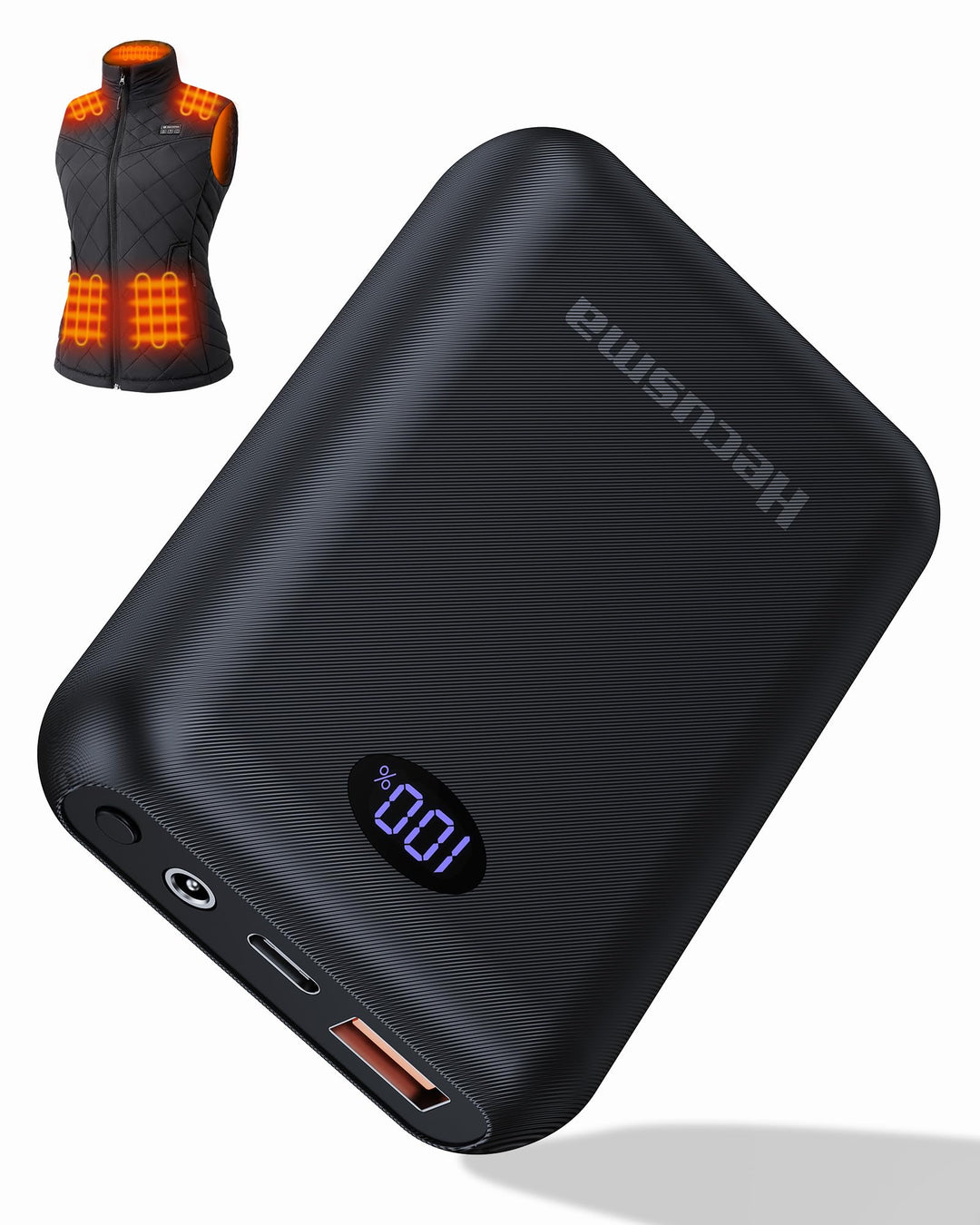 Powerbank für Heizweste 7,4V 16000mAh, Powerbank Heizweste mit LCD-Anzeige, tragbares Ladegerät Exte