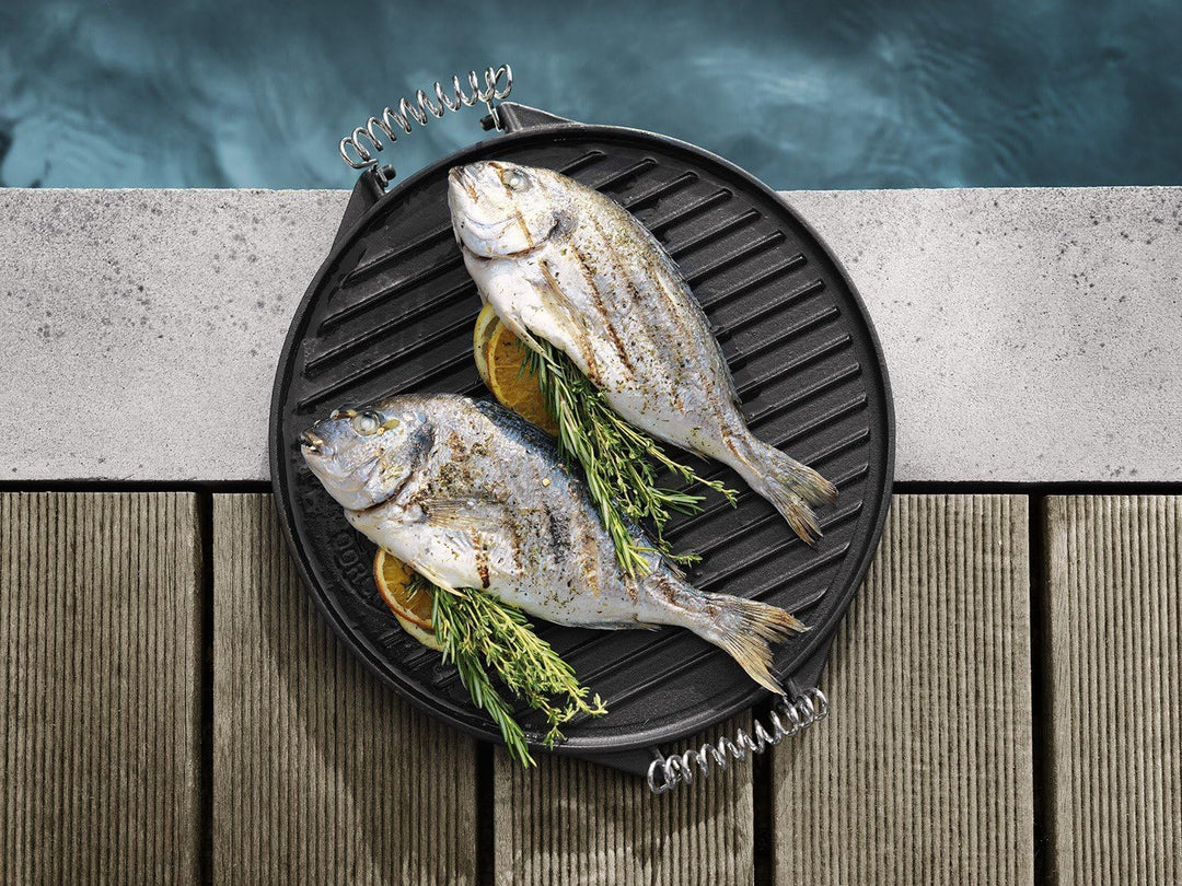 OUTDOORCHEF Gussplatte/Grillplatte rund Ø 33cm 33 x 45.5 x 2 cm Gusseisen Single, 33 x 45.5 x 2 cm G