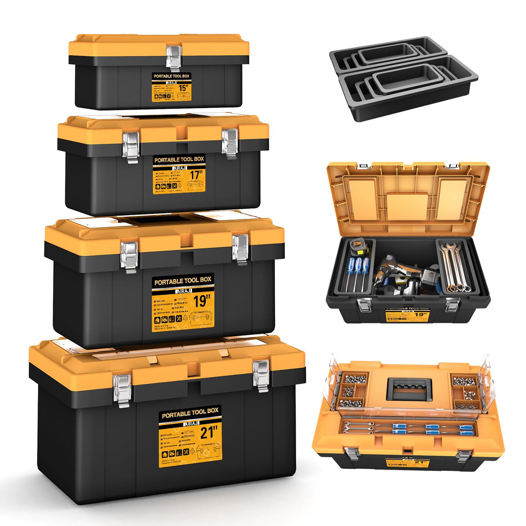 4-in-1 Werkzeugkoffer,AIRAJ Werkzeugkoffer Leer,8 Herausnehmbare Werkzeugbox-Organizer,Abschliessbar