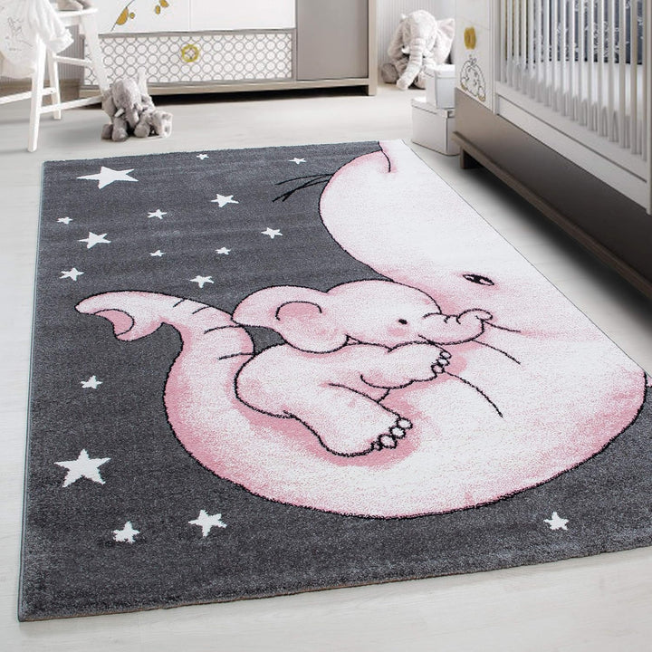 Kinderteppich Elefant Design Spielteppich Weich & Soft Babyzimmer Spielzimmer Kinderzimmer Teppich K