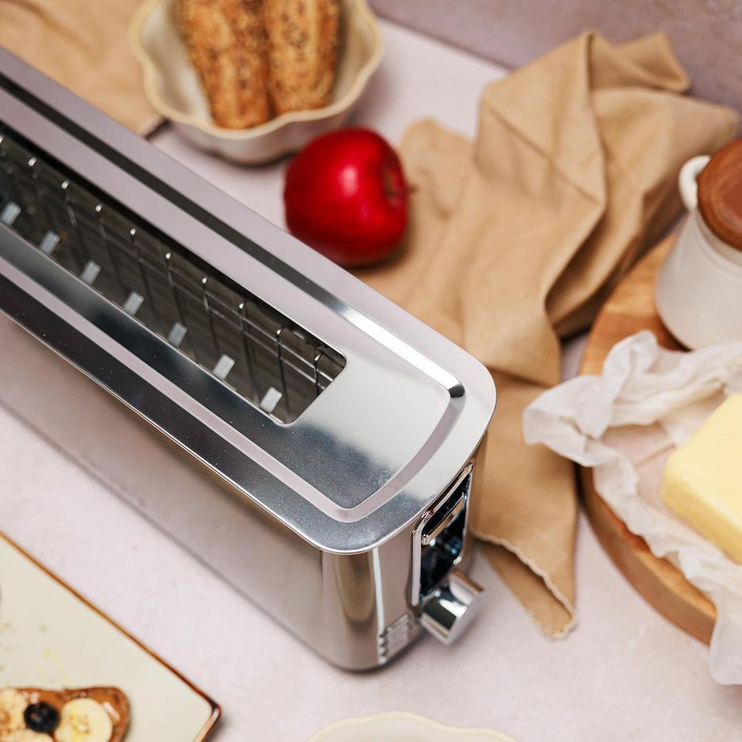 MYWAVE Mwemtos-Il Ceylan 1 Langschlitz Toaster für 2 Scheiben, Stainless Steel, grau