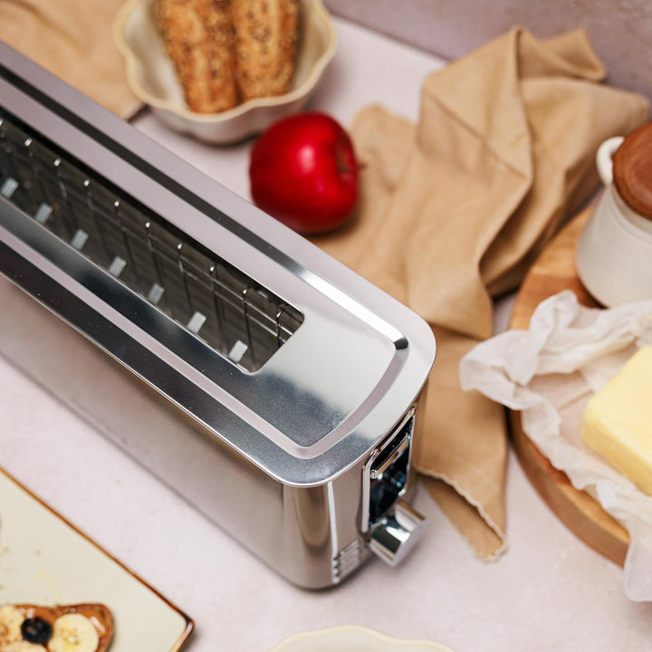 MYWAVE Mwemtos-Il Ceylan 1 Langschlitz Toaster für 2 Scheiben, Stainless Steel, grau