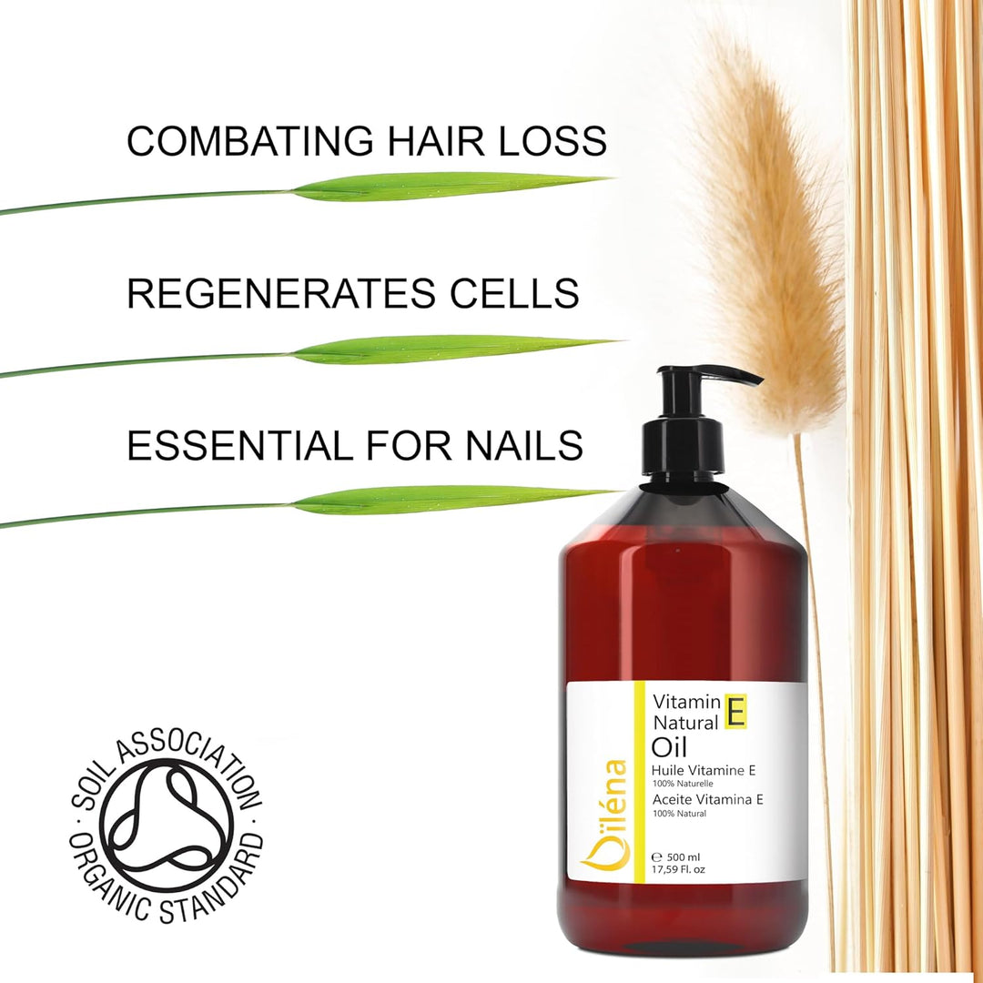 Veganes Vitamin E-Öl (Tocopherol) 500ml | Anti-Aging Gesichtspflege | Make-up-Entferner | Pflege für