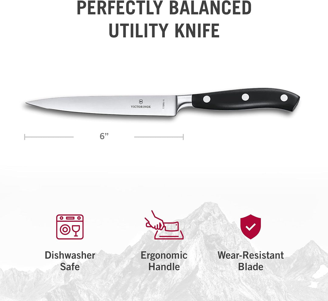 Victorinox, Grand Maître, Profi Tranchiermesser, Extra Scharfe Klinge, gerader Schliff, 15 cm, Robus
