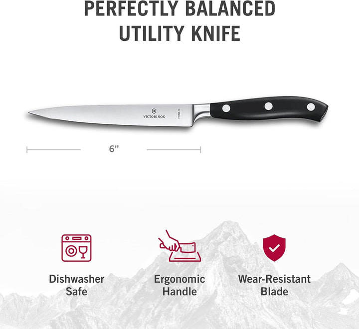 Victorinox, Grand Maître, Profi Tranchiermesser, Extra Scharfe Klinge, gerader Schliff, 15 cm, Robus