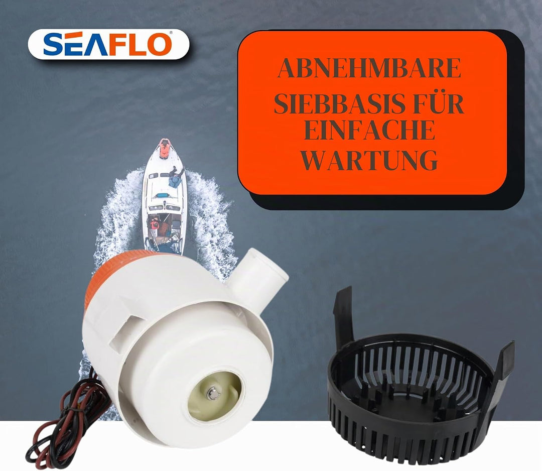 SEAFLO 01-Serie 4700GPH Bilgepumpe – 12 V Marine Tauchpumpe mit Anti-Irlock-Schutz, 4 Jahre Garantie
