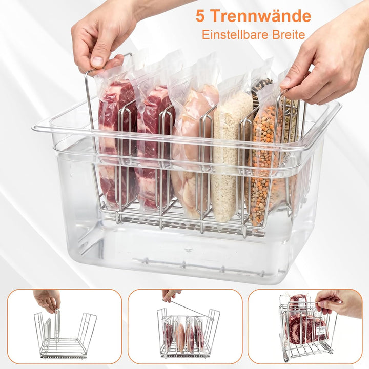 Sous Vide Behälter 12L, Sous Vide Container Deckel, Thermohülle und Rack für Meisten Sous Vide Garer