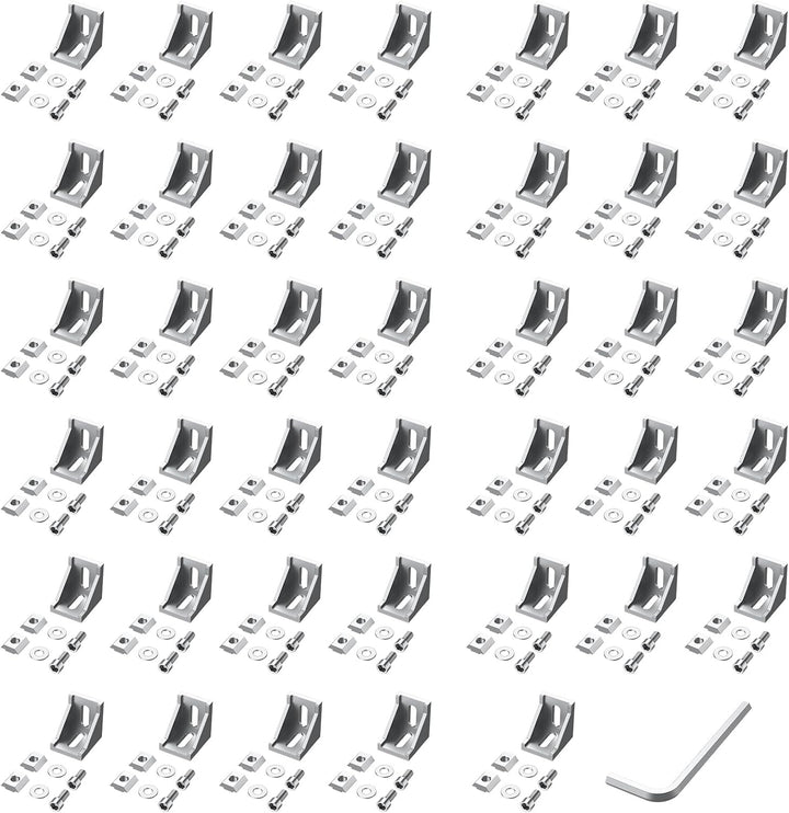 Justech 40 x Eckwinkel Befestigungsmaterial für 3030 Nut 8 Aluminium Extrusion Eckverbinder Aluprofi