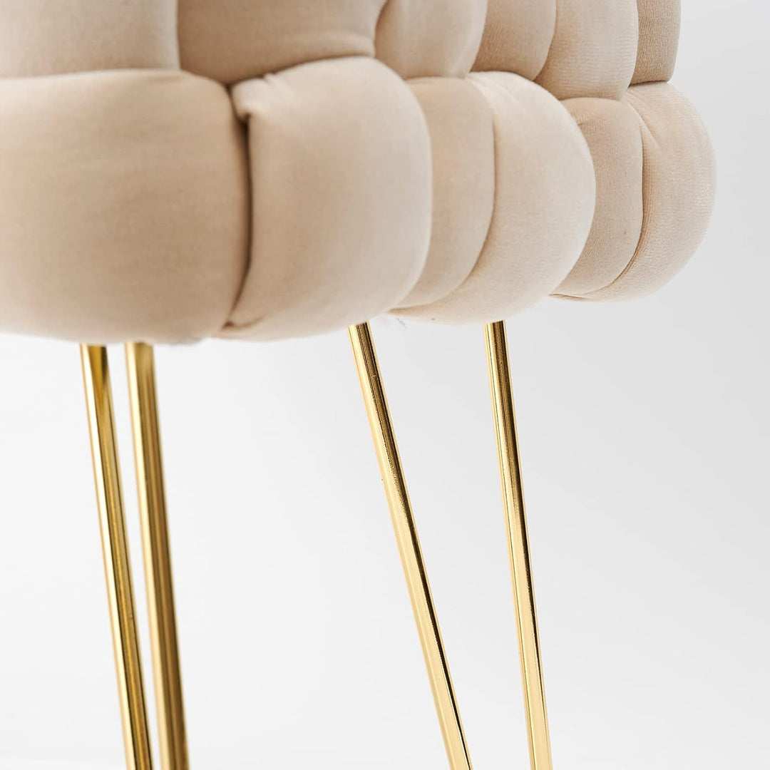 Zedelmaier Moderner Velvet Kosmetik Hocker, Quadratisch Ottoman-Fusshockermit goldfarbenen Metallbei