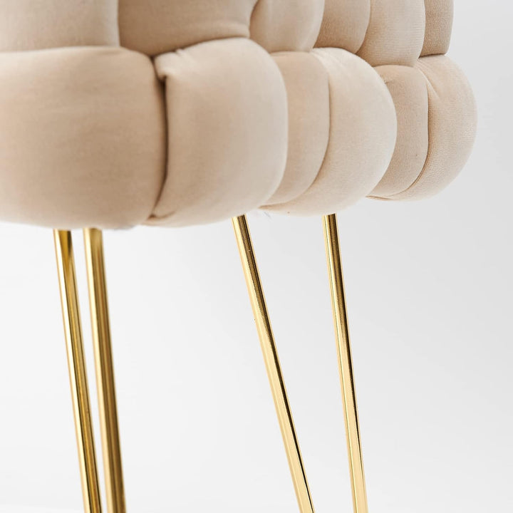 Zedelmaier Moderner Velvet Kosmetik Hocker, Quadratisch Ottoman-Fusshockermit goldfarbenen Metallbei