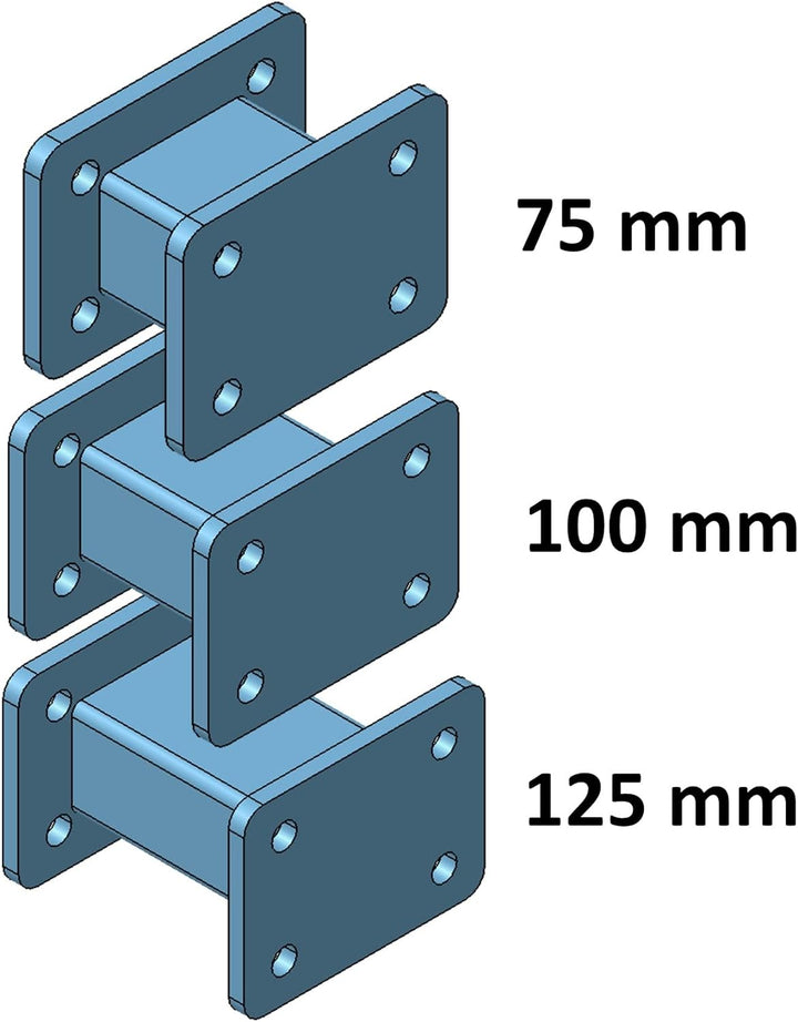 XIMPLIO Anhängerkupplung Verlängerung 100 mm Hakenverlängerung Adapter für AHK-Anschraubplatte Flans