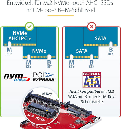 StarTech.com M.2 auf U.3 Adapter für M.2 NVMe SSDs, PCIe M.2 Laufwerk zu 2,5 Zoll U.3 (SFF-TA-1001)