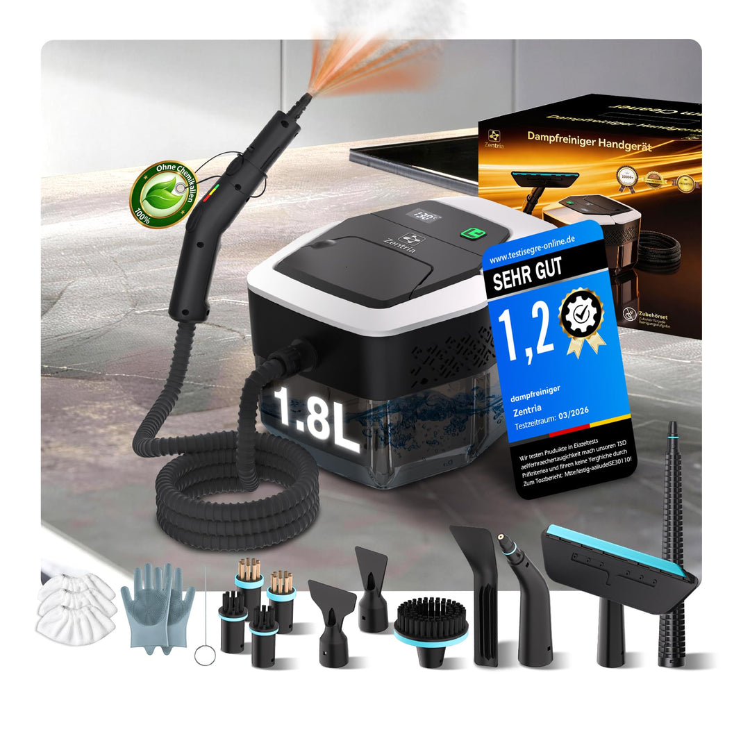 20-IN-1 Dampfreiniger Handgerät【100% Kühler &amp; Akkufreier Griff–Neueste NH Labor-Technik】【99,99% Keim