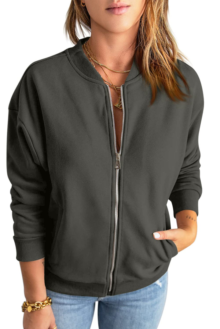 GeGekoko Zip Sweatshirt Damen übergrosse Jacket Sweatshirt Einfarbige Loose Langarm Tops Oberteile m
