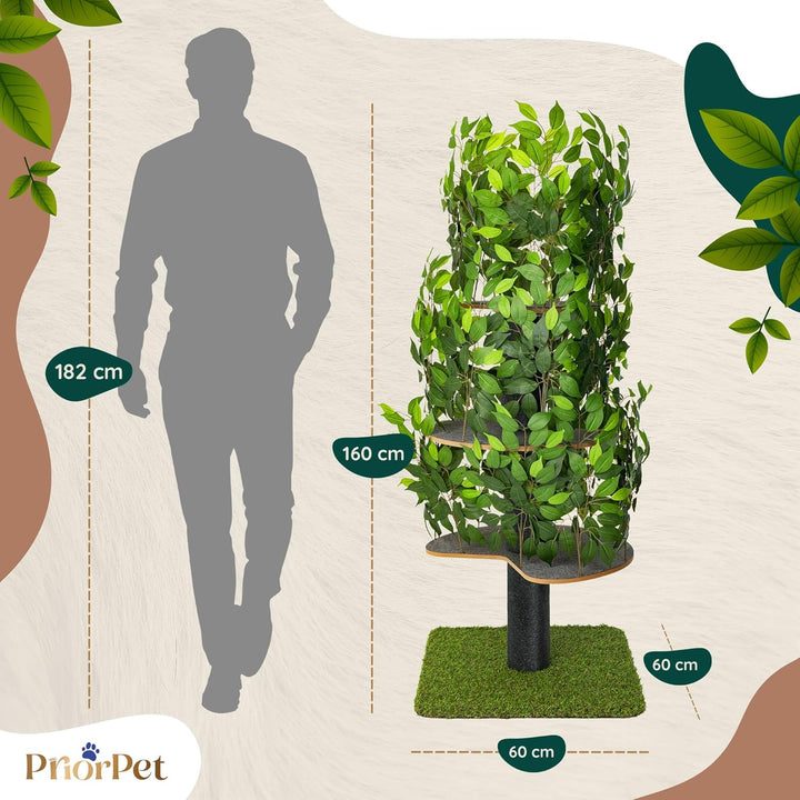 Kratzbaum Natur zum Klettern, Verstecken und Schlafen - gross mit austauschbaren Blättern - mehrstuf