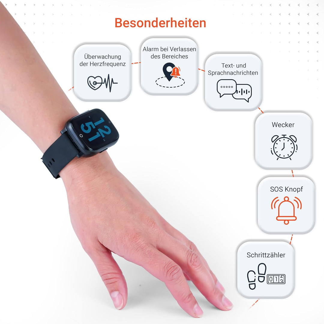 PAJ SMARTWATCH Finder 4G für Kinder & Senioren - GPS Tracker, SOS Alarm, Kamera, Sprachnachrichten,