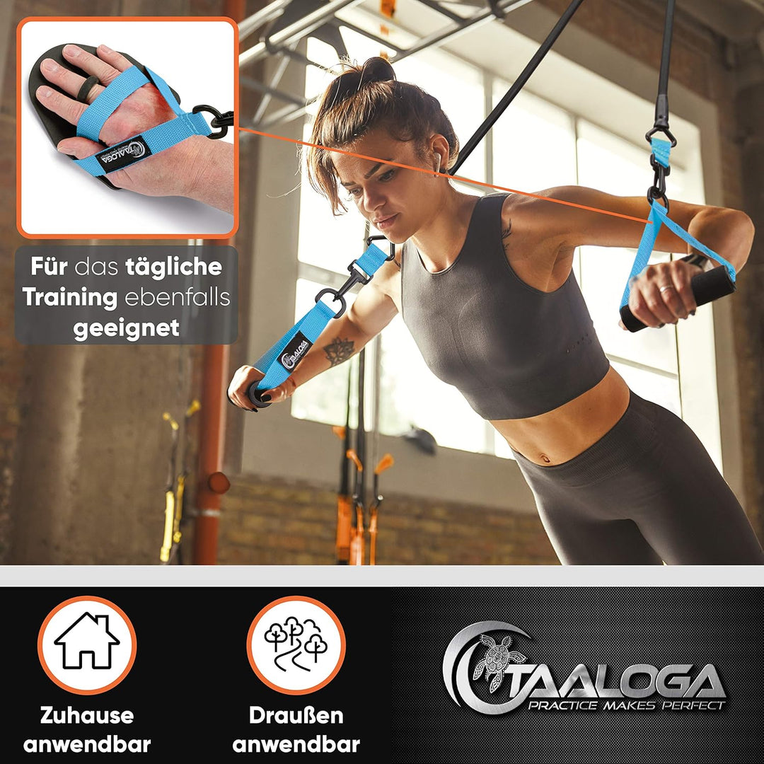 TAALOGA® 2in1 Zugseil Schwimmen I Schwimmtraining I Zugseiltraining mit Handpaddles und Griffen