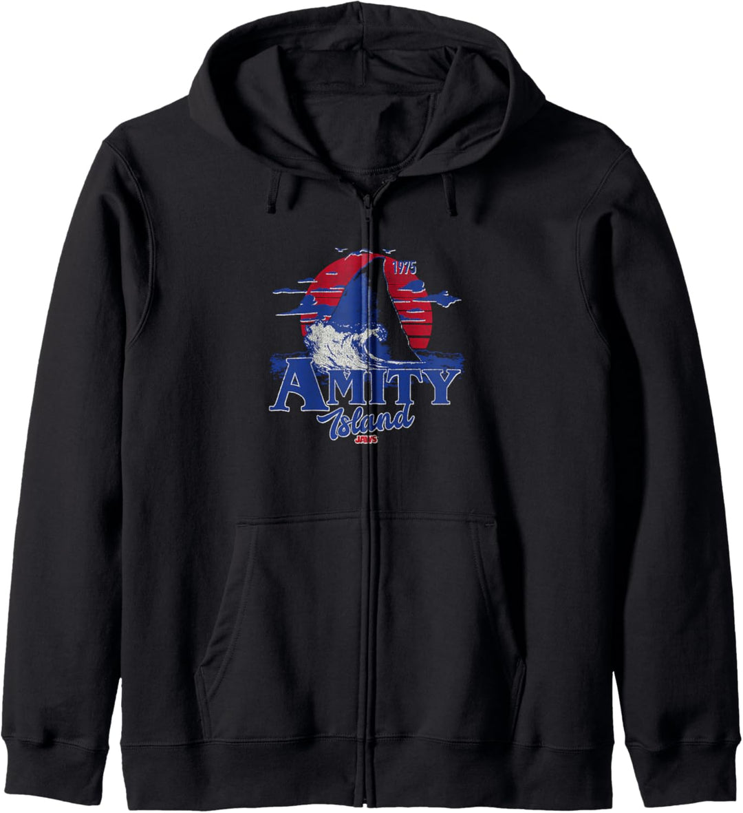 Jaws Transparent Shark Fin Amity Island Script Kapuzenjacke
