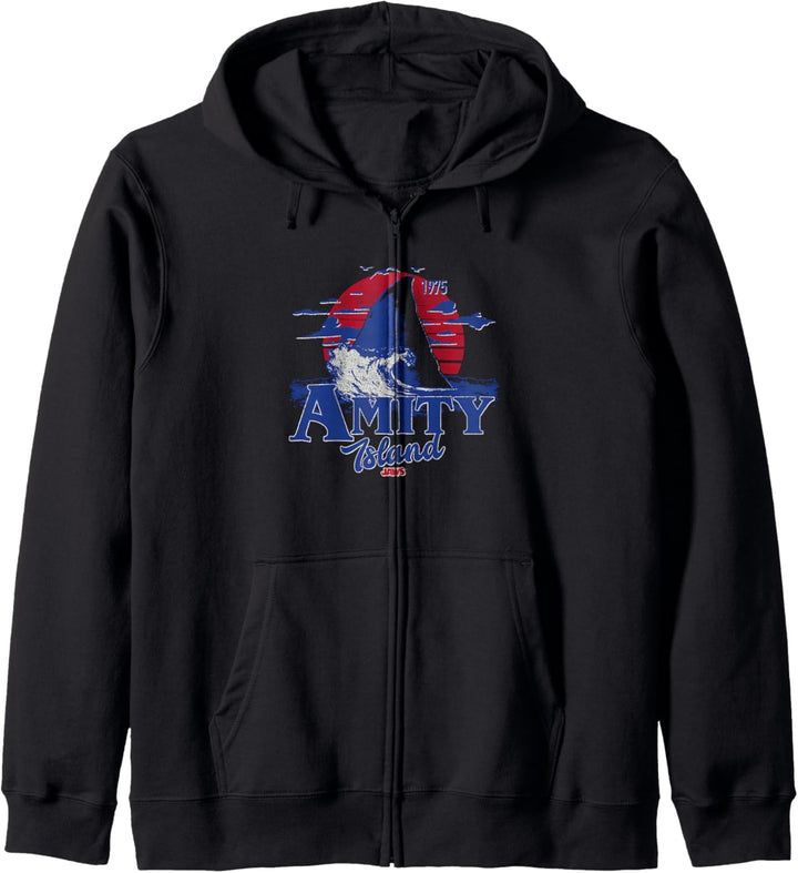 Jaws Transparent Shark Fin Amity Island Script Kapuzenjacke
