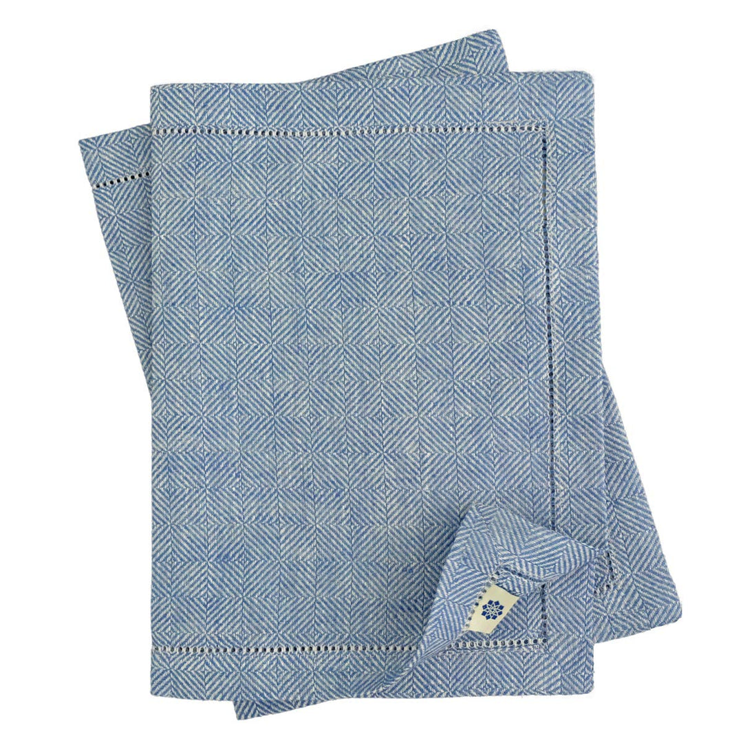 Linen & Cotton Hochwertig Tischsets Platzsets mit Hohlsaum Scandi - 100% Leinen, Dunkelblau (30 x 44