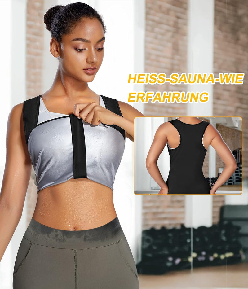 Bingrong Damen Sauna Effekt Anzug Sauna Weste Unterbrust Korsett Bauchweg Sauna Thermo Tank Top Fitn