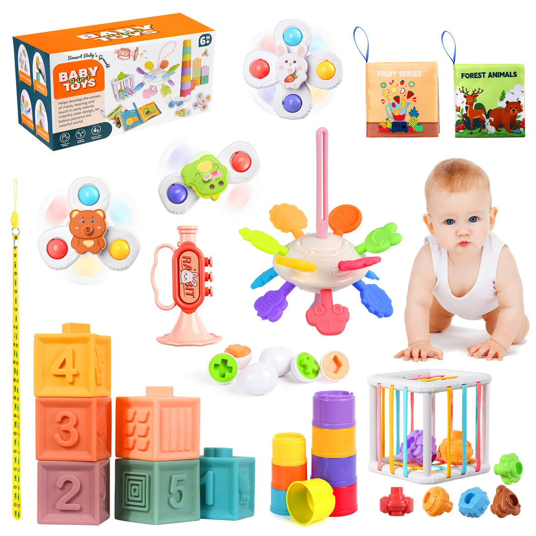 Richday Montessori Spielzeug Baby,Baby Spielzeug 6 Monate,8 in 1 Montessori Motorikspielzeug Stapeln
